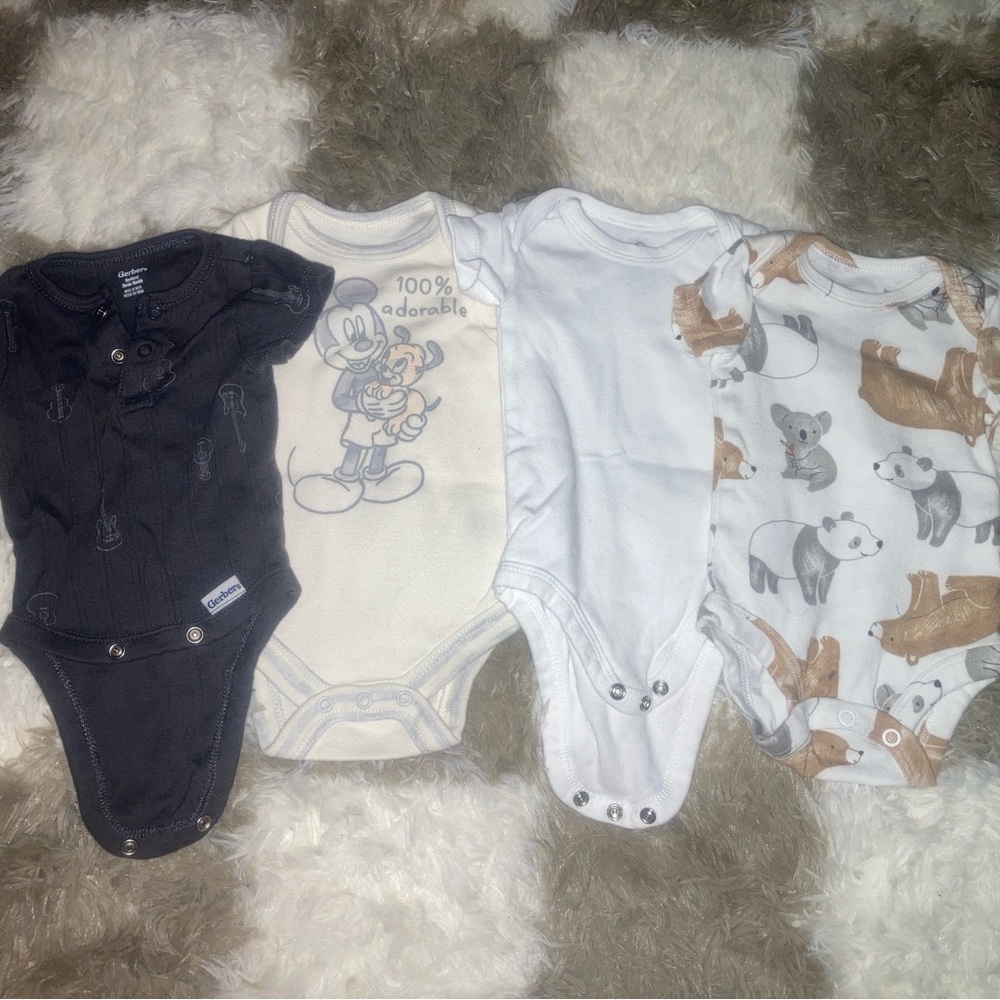Disney Bodysuit Collection Black and Cream bundle baby boy newborn